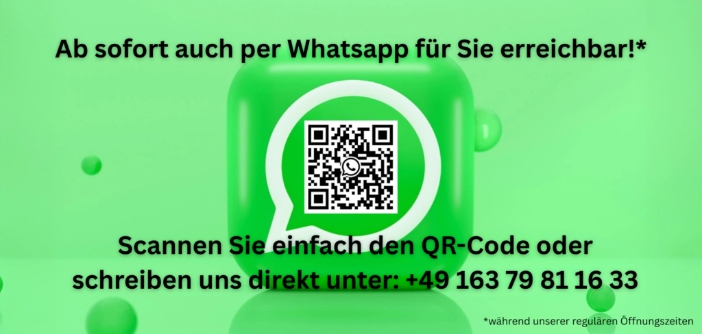 Scannen Sie einfach den QR-Code oder schreiben uns direkt unter +49 163 79 81 16 33